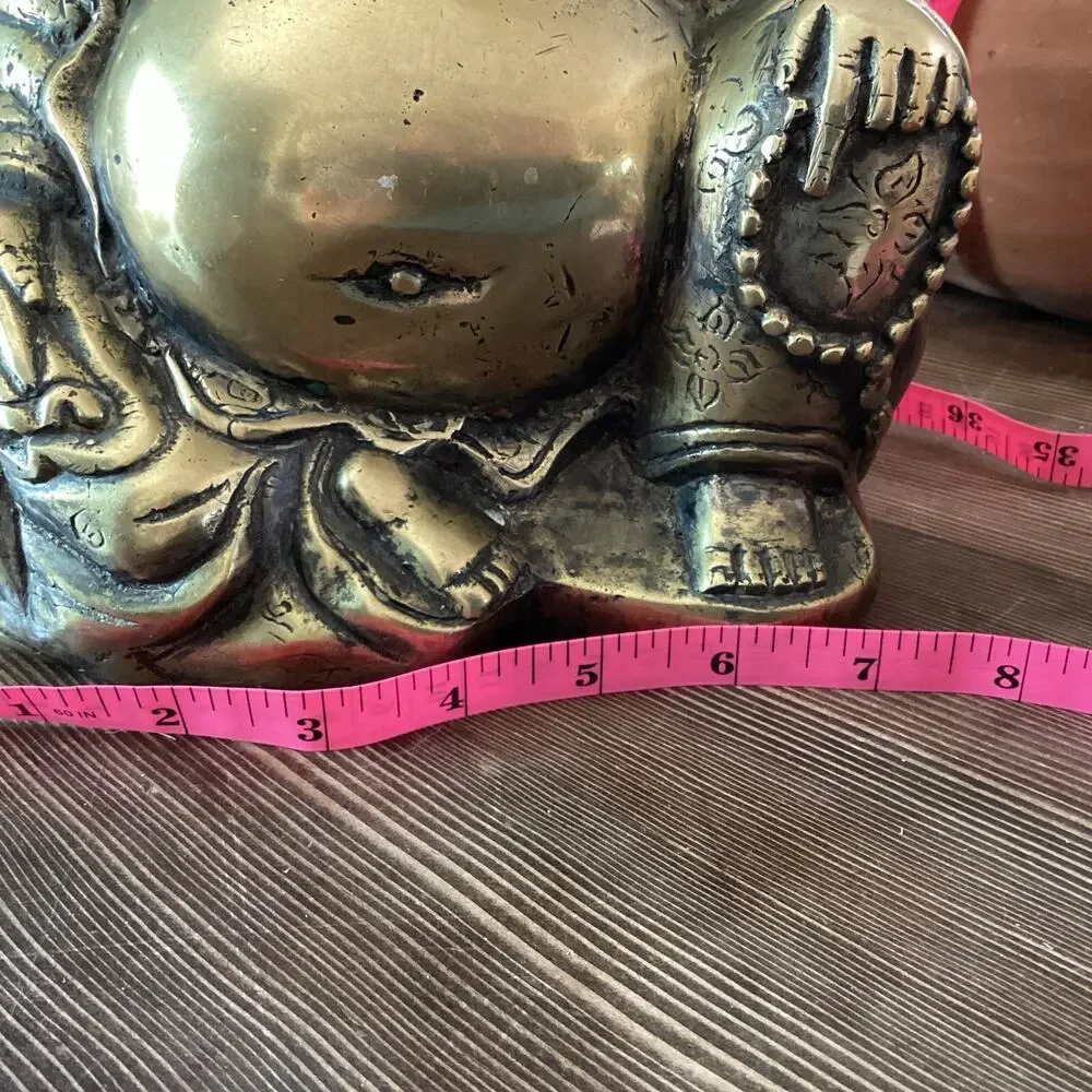 Old Antique Brass Tibetan Buddha statue.Approximately 11 X 8 X 6 And 6 Pounds
